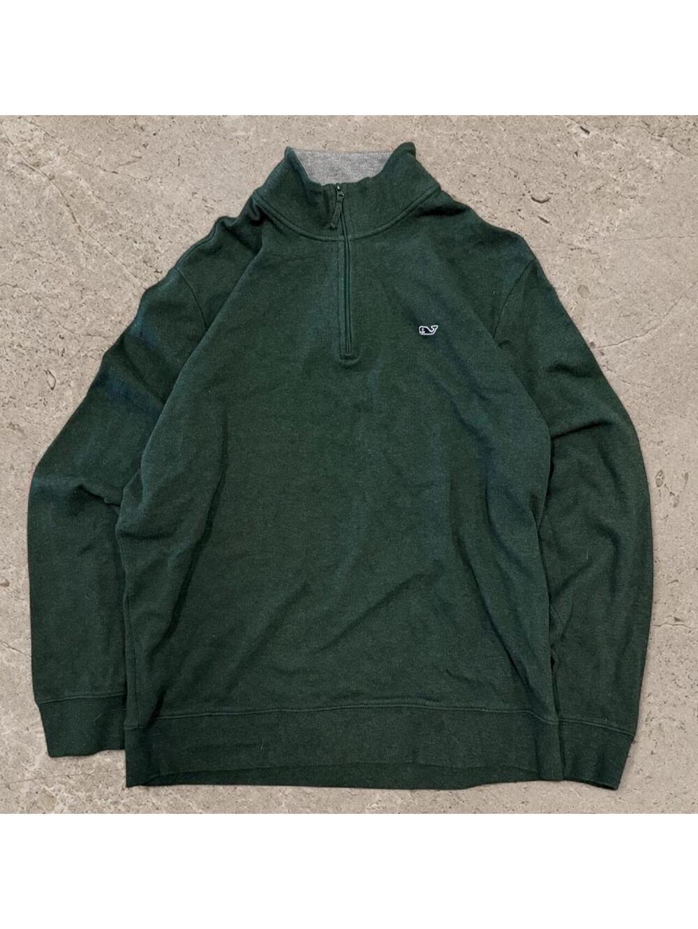 Beautiful amazing conditon Vineyard Vines Green Pima Cotton Quarter Zip Sweater